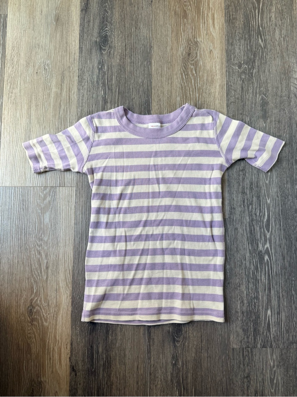 Hanna Andersson KIDS Lavender & Cream Striped Tee 100% Cotton Size 10